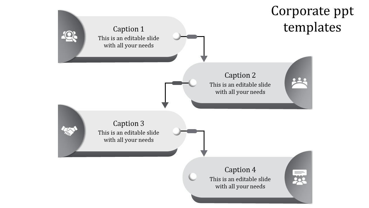 Editable Corporate PPT Templates Design With Four Node